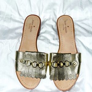 Brand New Gold Kate Spade Brie Sandals size 8 and 1/2